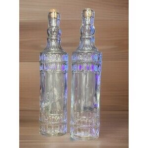 Greenbrier International Clear Glass Bottles | Corked | Set Of 2